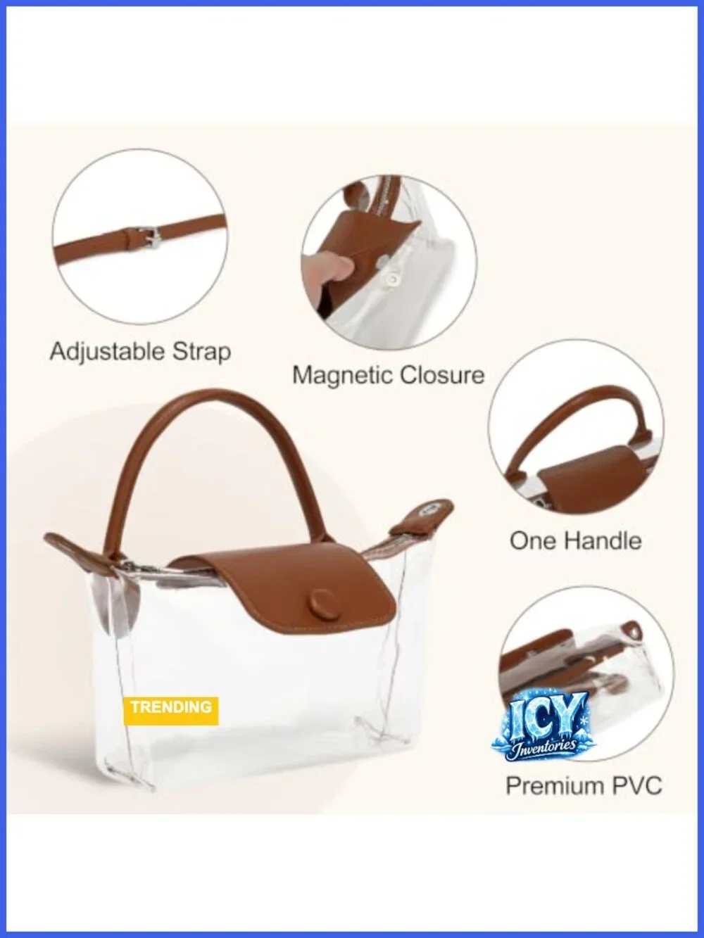 Women's Clear Crossbody Bag Stadium Approved Mini Purse PVC Transparent Concert